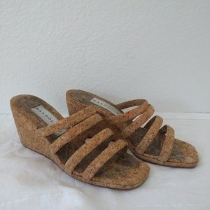 8.5 Bandolino cork strappy wedge sandal